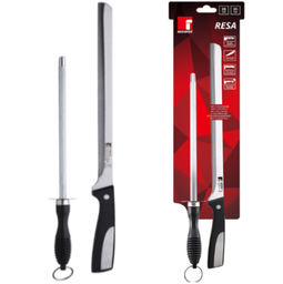 [107.640.14665] Conjunto Faca De Presunto 25Cm+Afiador 20Cm Resa Bergner    