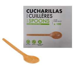 [107.254.27] Colheres 13 Cm Natural Fibra De Madeira  100 Unidades       