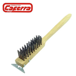 [866.2-223] Escova Limpa Grelhas Em Madeira C/Raspador Aço 50Cm         