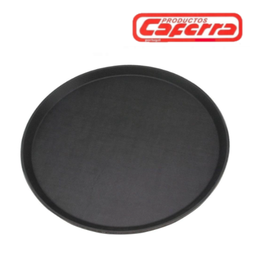 [866.4-033] Bandeja Redonda Preta Com Superficie Anti-Deslizante 40Cm   
