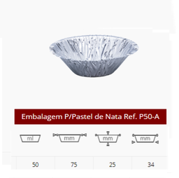 [107.EM02A.200] Embalagem Aluminio Pastel De Nata 50Ml 75X25Mm 200 Und      