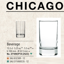 [107.3710VCP14] Copo Chicago 2523  15,5Cl  H-100  Ø 53.5 Mm  Pack 12 Unid   