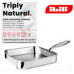[107.676.653228] Grelhador Quadrado Triply Natural Inox Todo Calor 28Cm Ibili