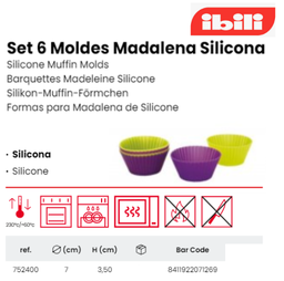 [107.676.752400] Formas Para Madalena De Silicone 7X3.5Cm Pack De 6 Ibili    