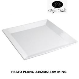 [107.B1157] Prato Quadrado Ming Branco  24X24X2,5Cm  (Vv)               