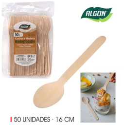 [880.BA01019175187] Colher De Madeira 50 Unidades  16Cm Algon                   