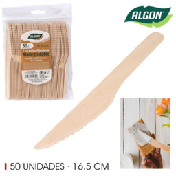 [880.BA01019175189] Faca De Madeira 50 Unidades  16,5Cm Algon                   