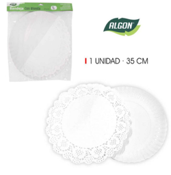 [880.BA01043175325] Bandeja Red. Cartão Com Naperon Branco 35Cm 1 Unid. Algon   