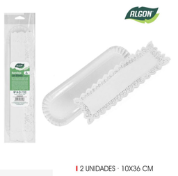 [880.BA01043176698] Bandeja Cartão Com Naperon Branco 36X10Cm 2 Unid. Algon     