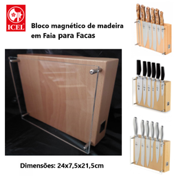[107.BLOCO32] Bloco Nº32 Madeira De Faia Magnetico+Acrilico  P/Facas Icel 
