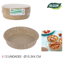 [880.BA01043776314] Forma De Papel Forno Redondo 12 Unidades 15,3X4Cm Algon     