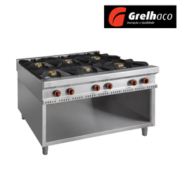 [100.010.903.600] Fogão Tejo Ii 1350X900X850Mm 6Q S/Forno 2X(7.5+5.8+4.7)Kw   