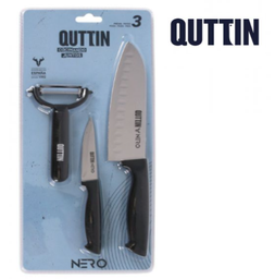 [880.QT-709625] Conjunto De 3 Peças 2 Facas + Descascador Oscilante Quttin  
