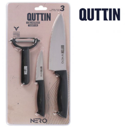 [880.QT-709620] Conjunto De 3 Peças 2 Facas + Descascador Oscilante Quttin  