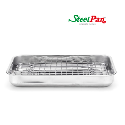 [107.463010240] Assadeira Inox Rect. C/Grelha 40X28X5Cm Steel Pan           