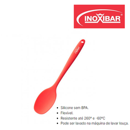 [107.789.35347] Colher Plana Silicone Vermelha 28,5X5,5Cm -60/260ºc Inoxibar