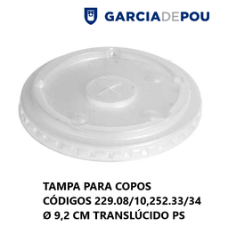 [107.153.83] Tampa Para Copos 229.08/10   252.33/34  Ø9,2Cm 100Unid.     