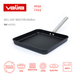 [107.4437/25] Grelhador Canelado 28X28Cm  Indução Chef Valira             