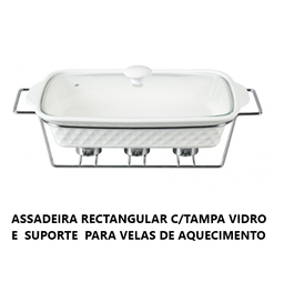 [107.868.Y041523] Assadeira Rectang. 41X24Cm C/Tampa Vd. E Suporte P/Velas    