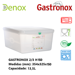 [107.787.12510] Caixa Gastronorm 2/3 13,5Lt 12510 354X325X150Mm Denox       