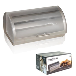 [107.121924865] Caixa Pão Inox C/Tampa Acrilica Transp.39X28X19Cm Tk1124    