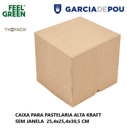 [107.264.14] Caixa Para Pastelaria Kraft Alta 25,4X25,4X30,5Cm 10 Unid.  