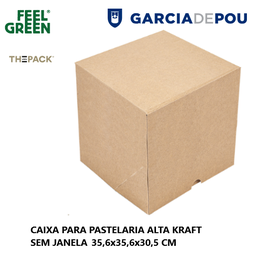 [107.264.15] Caixa Para Pastelaria Kraft Alta 35,6X35,6X30,5Cm 10 Unid.  