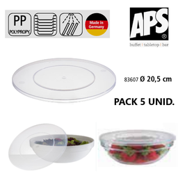 [670.83607] Pack De 5 Tampas 20,5X0,5Cm Pp P/Taças De 20Cm Aps          