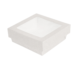[107.257.77] Caixa+Tampa C/Janela 350Ml 10X10X4Cm Branco 25 Unid.        