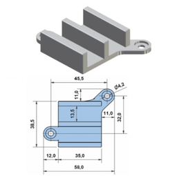 [FDD.AC.1412] Guia Em Abs/Pc Cinza Para Portas Deslizantes Com 13Mm       