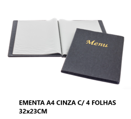 [107.0430720029] Ementa A4 Cinza C/ 4 Folhas 32X23Cm Gravação  Menu          
