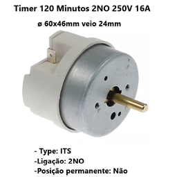 [TRQ.310985] Temporizador 120 Mnts 2No 250V 16A S/Posição Continua       