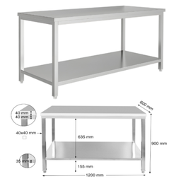 [100.1333900120] Bancada Inox 2 Níveis 1200X600X900Mm                        