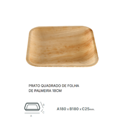 [107.875.1010276] Prato Quadrado Folha De Palma 180X180X25Mm Pack 25 Unid.    