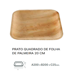 [107.875.1010241] Prato Quadrado Folha De Palma 200X200X25Mm Pack 25 Unid.    