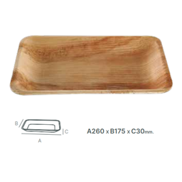[107.875.1010219] Prato Retangular Folha De Palma 260X175X30Mm Pack 25 Unid.  