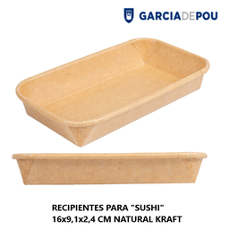 [107.268.82] Recipientes Para Sushi 16X9,1X2,4Cm Natural Kraft 50 Unid   