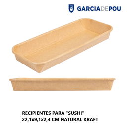[107.268.84] Recipientes Para Sushi 22,1X9,1X2,4Cm Natural Kraft 50 Unid 