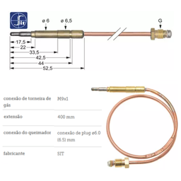 [Q01.0200005] Termopar M9X40Cm Plug Ø6.0 (6.5) Mm Sit                     