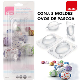 [107.676.791800] Conjunto De 3 Moldes Para Ovos De Pascoa 6+7+8Cm Ibili      