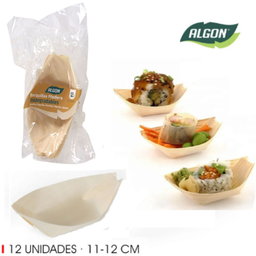 [880.BA01019176436] Pack De 12 Barquitas Madeira 10Cm Biodegradaveis  Algon     