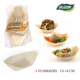 [880.BA01019176437] Pack De 10 Barquitas Madeira 12,5Cm Biodegradaveis  Algon   