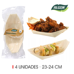 [880.BA01019176439] Pack De 4 Barquitas Madeira 23Cm Biodegradaveis  Algon      