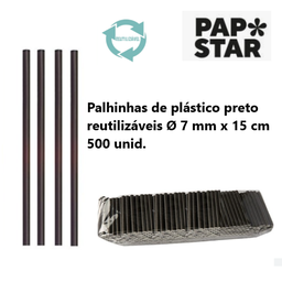 [107.881.41929] 500 Palhinhas De Cocktail Pp Ø 7 Mm · 15 Cm Preto "Reuse    