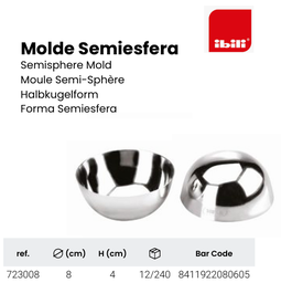 [107.676.723008] Molde Semi-Esfera Inox 8X4Cm Ibili                          