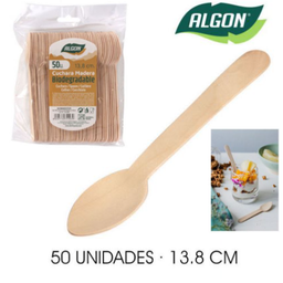[880.BA01019175193] Colher De Café Madeira 13,8Cm 50 Unid. Algon                