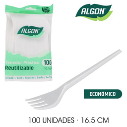 [880.BA01054275166] Pack De 100 Garfos Plastico Reutilizável 16,5Cm Algon       