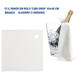 [107.269.19] 12 U. Panos Em Rolo Cubi-Drap 40X40Cm Branco Algodão        