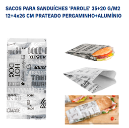 [107.229.43.250] Saco P/Sanduiche Parole 12+4X26Cm Papel+Aluminio 250 Unid   