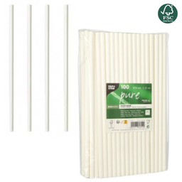 [107.881.87998] Palhinhas De Papel Branco Smoothie Ø8Mmx25Cm 100 Unid Pure  